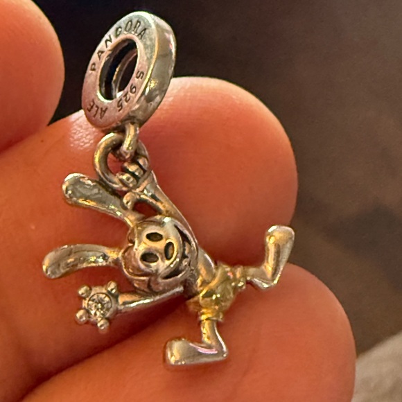 Pandora Silver and Gold Playful Rabbit Charm - Picture 1 of 4